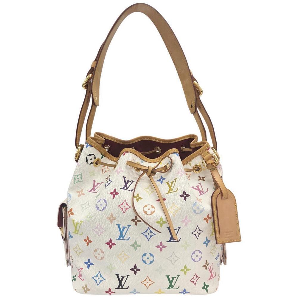 Louis Vuitton Multicolor Monogram Drawstring Canvas LV Shoulder Bag Blanc White